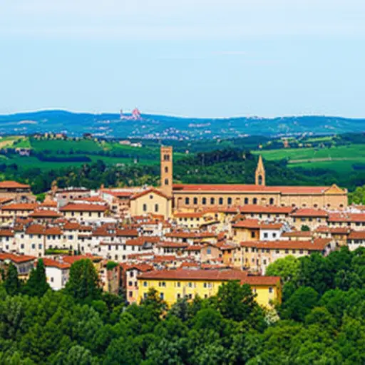 这个城镇位于罗马和佛罗伦萨之间。