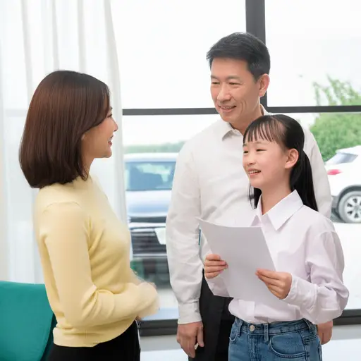 她的父母向她承诺，如果她通过考试就给她买一辆新车。