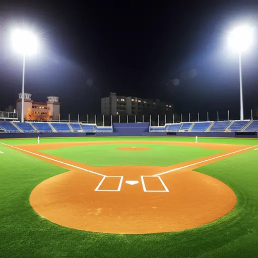 我们学校新的棒球场有很好的夜间比赛照明设施。