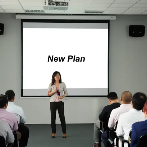 这位领导勇敢地宣布了新计划。