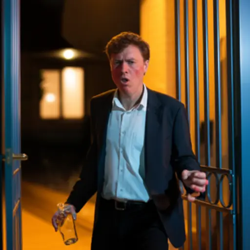 他昨晚回到家酩酊大醉。