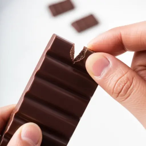 他掰下了一块巧克力。