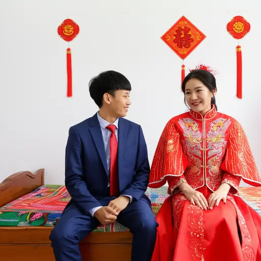 在我的村子里，新娘和新郎的第一晚住在新郎的父母家。