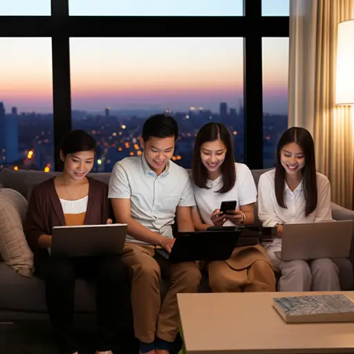 我们有更多时间一起呆在家里，因为我们可以访问互联网。