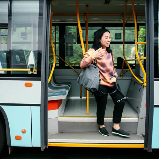 我在下公共汽车时，手被一个锋利边缘划伤了。