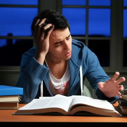 考试前他变得非常紧张。