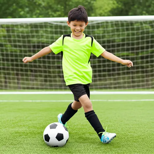 他喜欢踢足球。