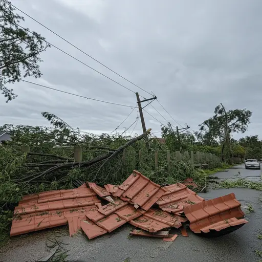 异常强风在英国南部留下了一片破坏的痕迹。