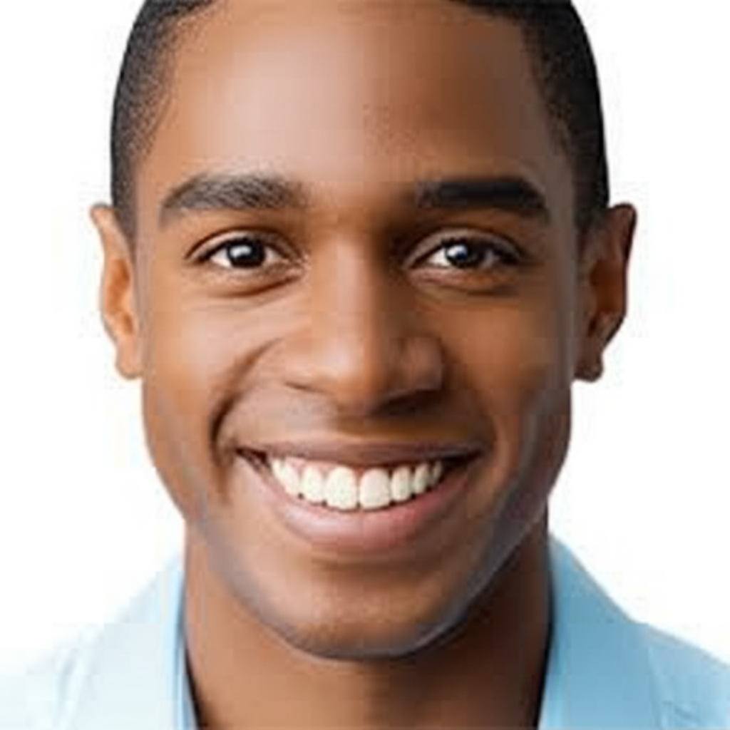 他的牙齿很白。