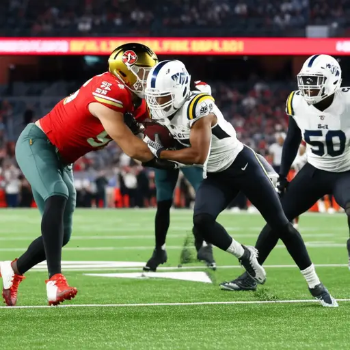 在橄榄球中，一名优秀的防守球员需要力量和策略兼备。