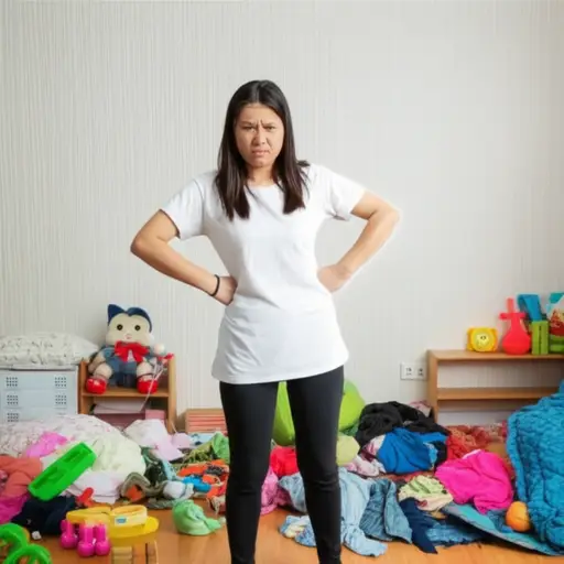 妈妈因为我把房间弄乱而生气了。