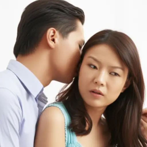 她向前倾，在我耳边低语。