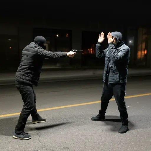 在抢劫过程中，他威胁了我但没有直接攻击我。