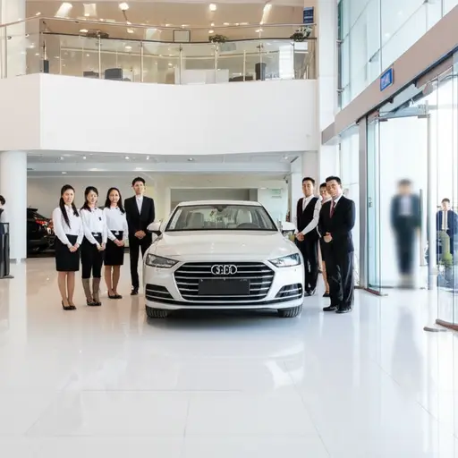 汽车经销商正在等待一位买家来购买这辆豪华车。