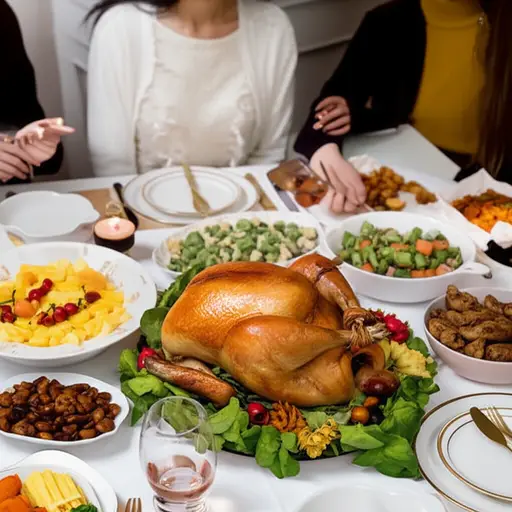 我们感恩节吃了烤火鸡。