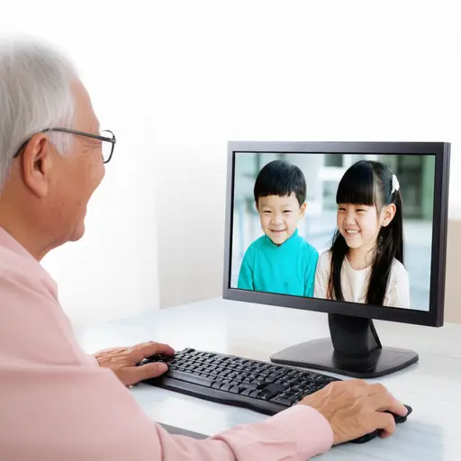 我通过网络摄像头看到我的孙子孙女。