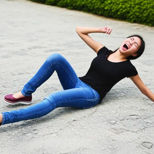 她摔倒时发出一声痛苦的喊叫。