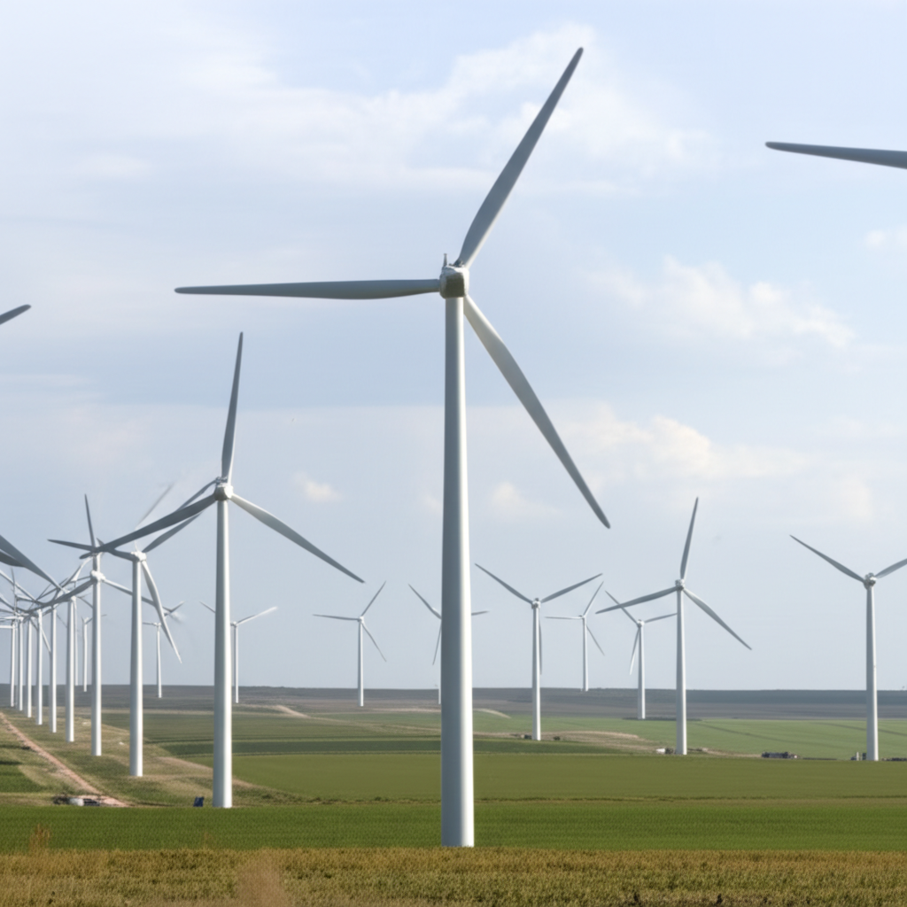 这些风力发电机利用风能发电。