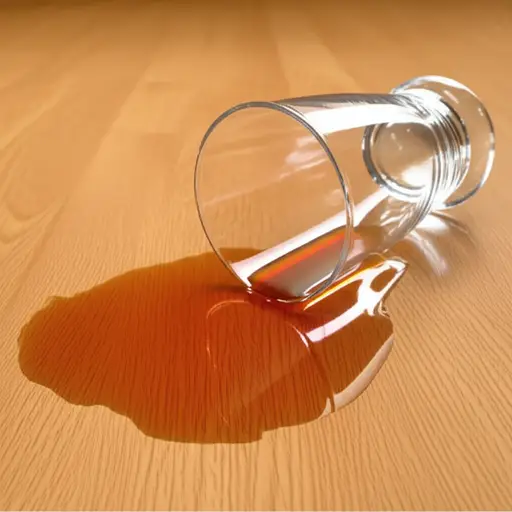 我洒果汁的地方地板还是粘的。