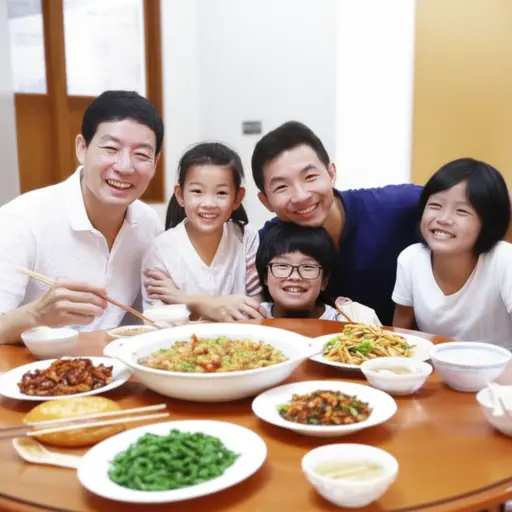 我们全家一起吃晚餐。