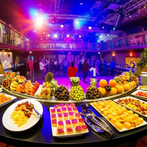 之后我们有一个迪斯科舞会，然后有食物自助餐。