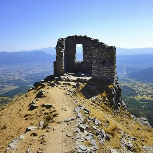 那座城堡的废墟就在山顶上。
