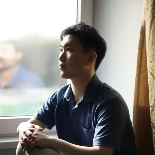 他目光呆滞，仿佛陷入了深深的恍惚。