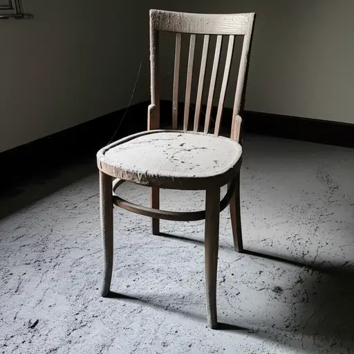 角落里的旧椅子积满了灰尘，看起来很脏。