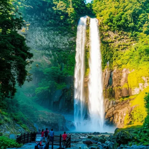 长途徒步后，那瀑布是令人惊叹的景色。