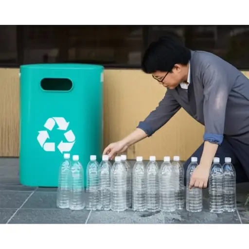 我收集了二十个瓶子用于回收。