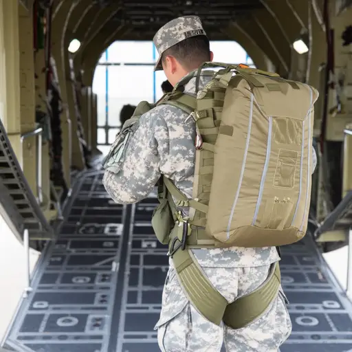 士兵准备进行跳伞。