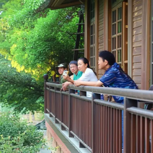 我们在门廊上放松，享受着微风。