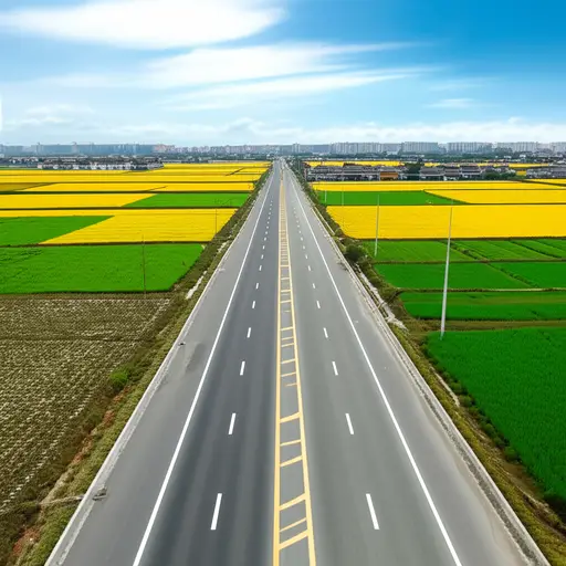 沿着这条主干道行驶，你很快就能到达小镇。