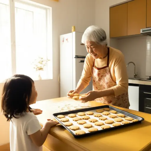 我每周日都会去看望奶奶，她总是给我做美味的饼干。