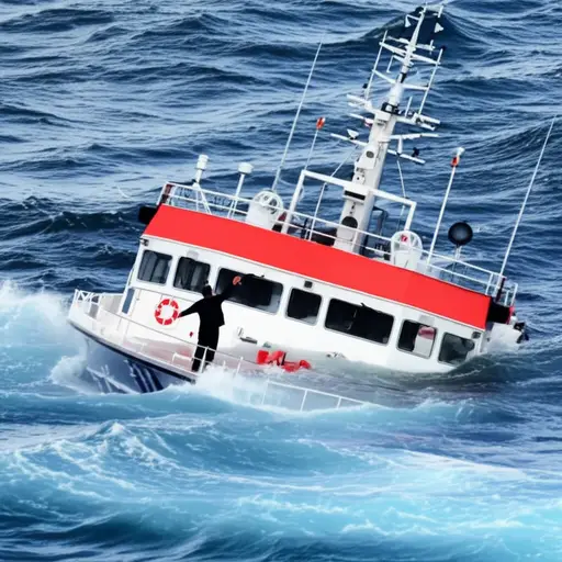 我们下沉得很快，船长下令弃船。