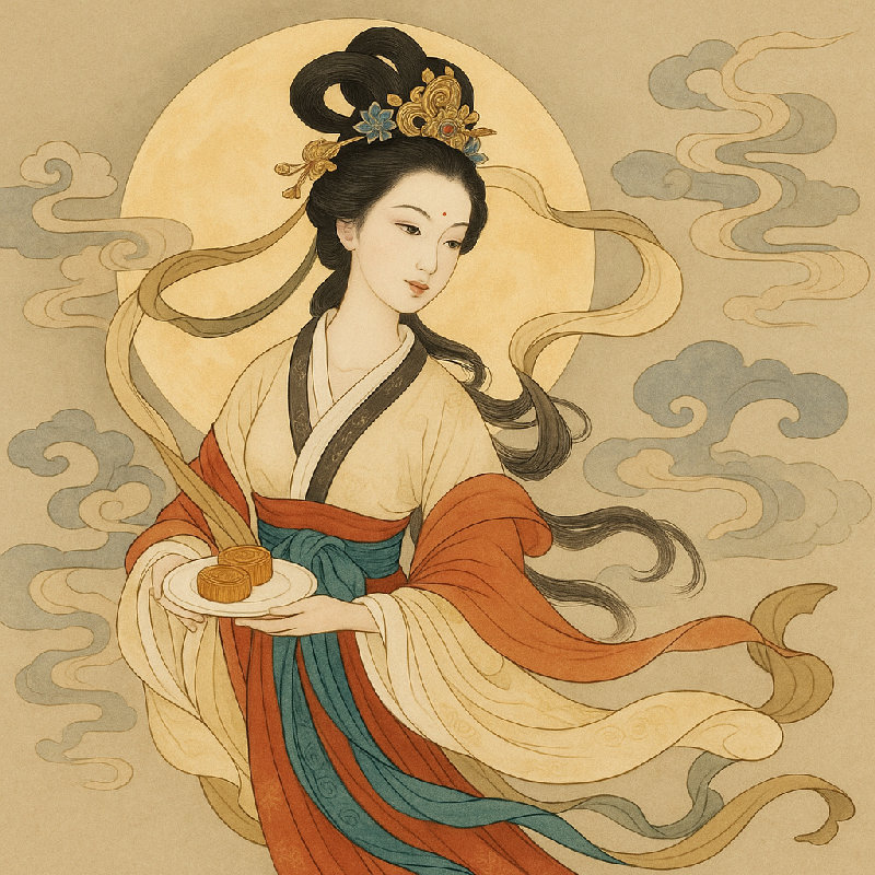嫦娥，这位月亮女神，以美貌闻名。