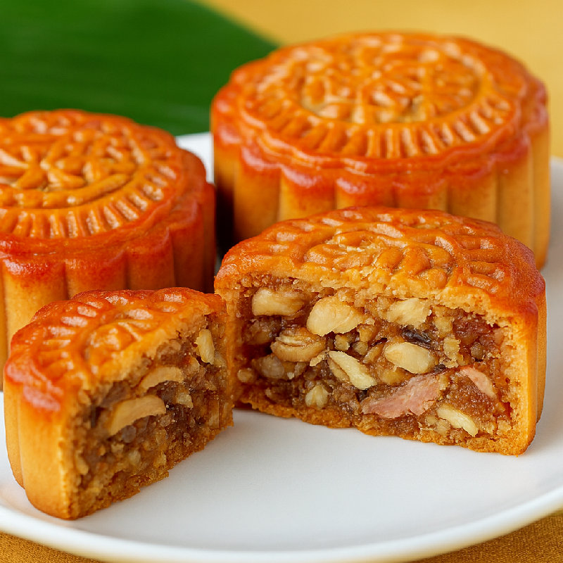 五仁月饼里面有坚果和种子。