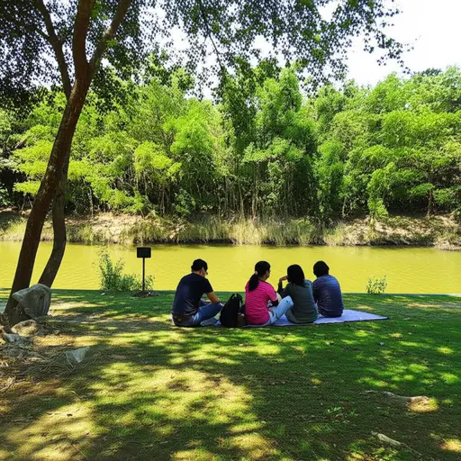 我们在河边休息。