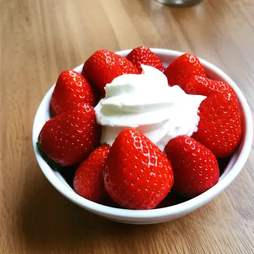 我吃了草莓配奶油作为甜点。