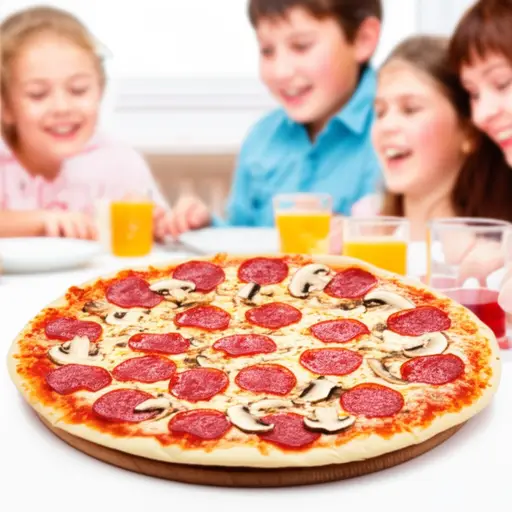 孩子们最喜欢的晚餐是加香肠和蘑菇的披萨。