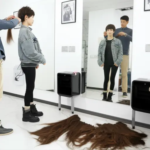 她把头发都剪掉了。