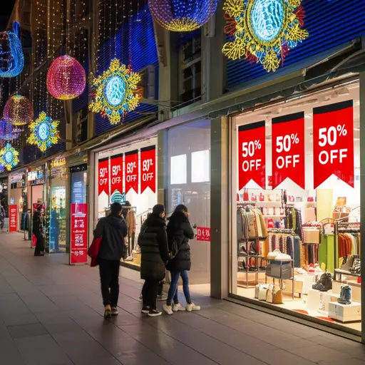 节假日期间，许多商店的商品都以半价出售。