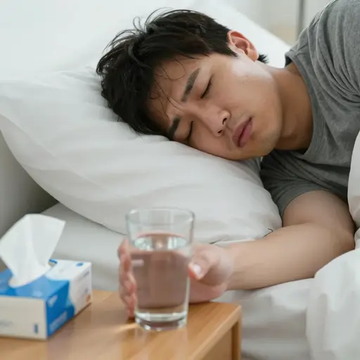 我感冒了，嘴巴很干。