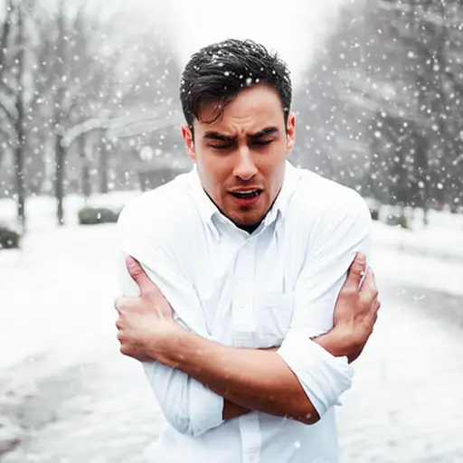 他忘了带外套，结果冻得够呛。