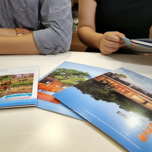 昨晚我们看了一些旅游宣传册。