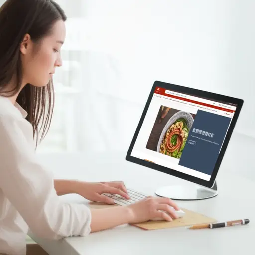 她正在网上搜索一个好食谱。