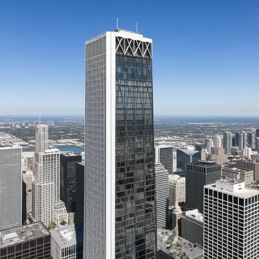 他的新公寓在芝加哥一座玻璃幕墙摩天大楼的40层。