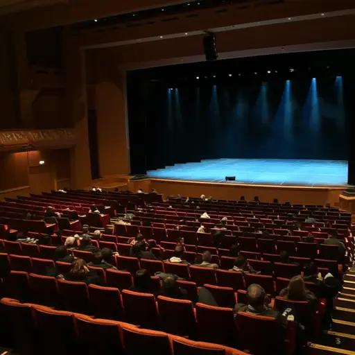 当灯光暗下来时，观众安静了下来。