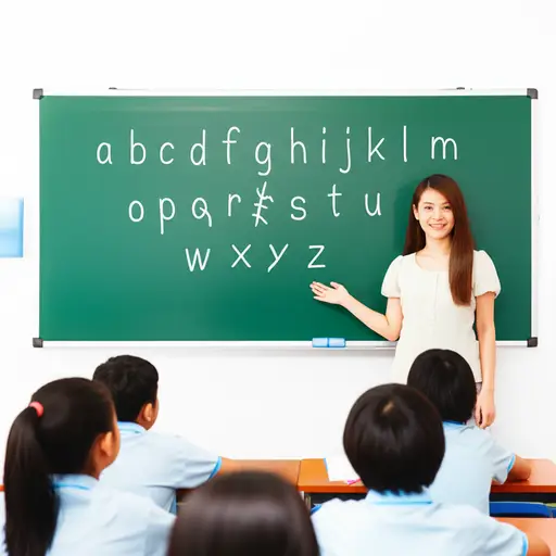 老师要求孩子们背诵字母表。