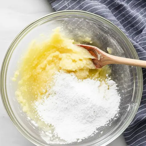 将黄油和糖混合直至顺滑。